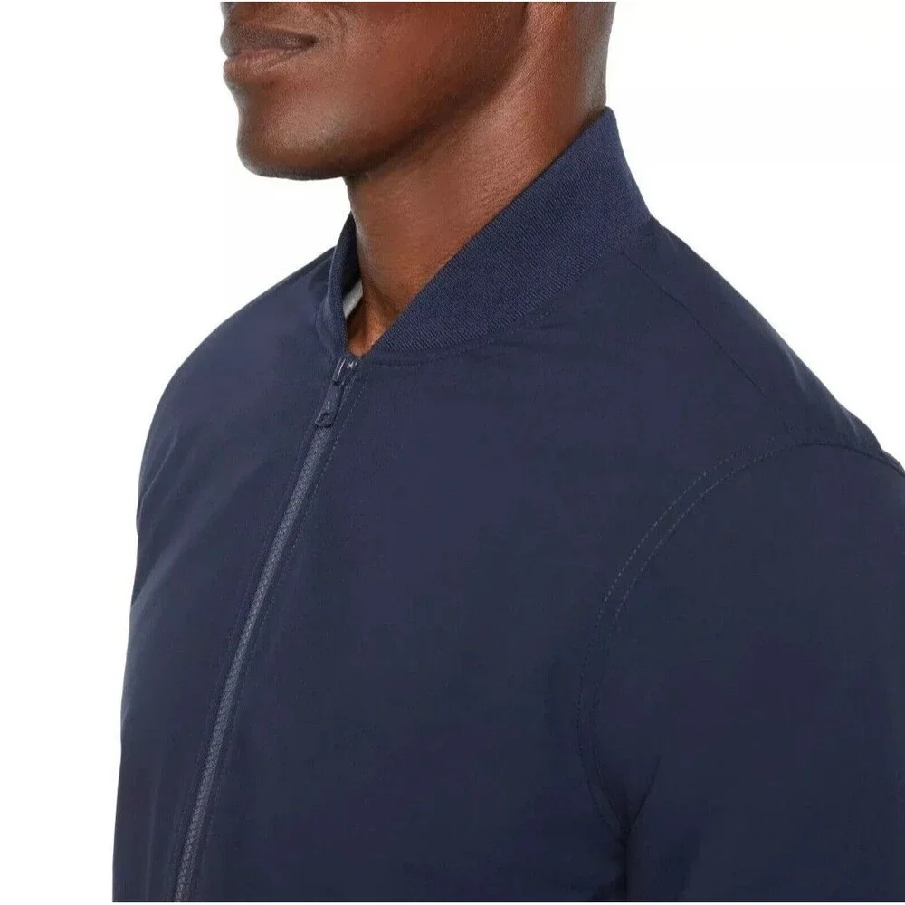 Banana Republic Men's XXL Bomber Flight Jacket Moisture Resistant Logo Zip Blue
